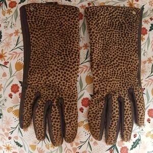 MULBERRY leather leopard cashmere small gloves vintage